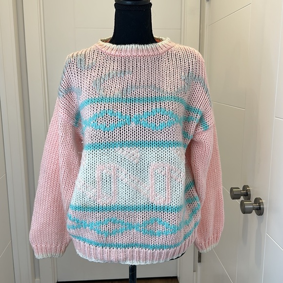 Vintage 90s Cottagecore JEFF LAURENT Pastel Knit Sweater Made in Korea Size S - Picture 4 of 14